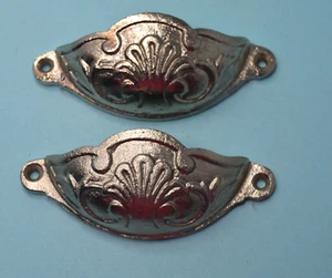2 CUP PULLS 4 1/8 WIDE DRAWER VICTORIAN BIN HANDLES ANTIQUE-STYLE cast iron - Picture 1 of 3