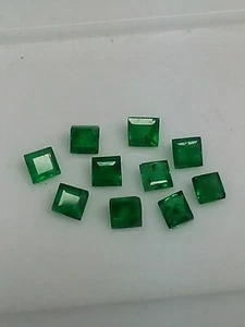 Nice square Cut Emeralds, 10 =0.77 Ctw, Beautiful naturl Emerald, US seller - Picture 1 of 6