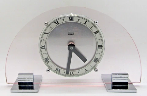1930's Ferranti Art Deco Rose Lucite and Chrome Clock Cover