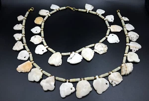 MEERESMUSCHEL ANTIK STAMM KOHISTAN HANDGEFERTIGT SELTENE FORM PERLEN STRÄNGE KONVOLUT - Bild 1 von 15