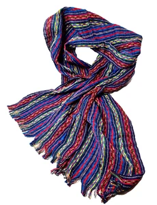 Colorful Ethnic Hippie Boho Ribbon Stripes Tassles 60" Long Scarf - Picture 1 of 4