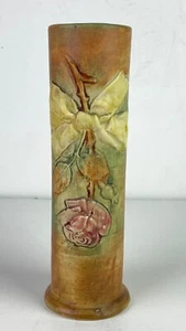 Vintage Weller Woodcraft Flemish Rose Vase Ceramic Yellow Ribbon - Picture 1 of 8