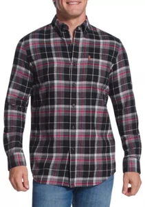Chaps Black Multi Plaid Performance Flannel L/S Button Front Shirt Size 2XL - Picture 1 of 2