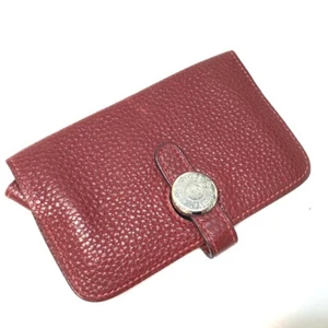 HERMES Dogon Coin Compartment coin purse Rouge H Togo - Foto 1 di 8
