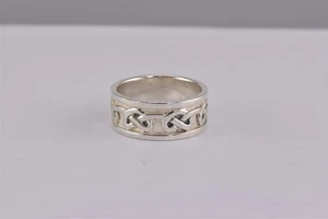 Sterling Silver 8mm Carved Overhead Knot Pretzel Rimmed Band Ring 925 Sz: 7 - Picture 1 of 7