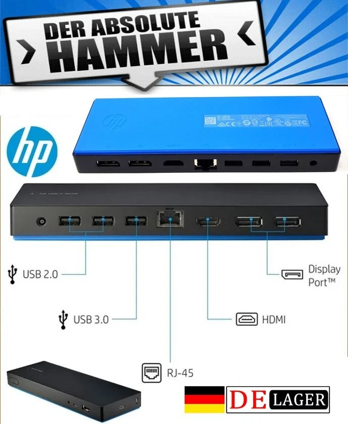HP USB-C Dock G4 Dockingstation mit USB, LAN, HDMI, DP + 40Gbps USB-C + Netzteil - Bild 1 von 3