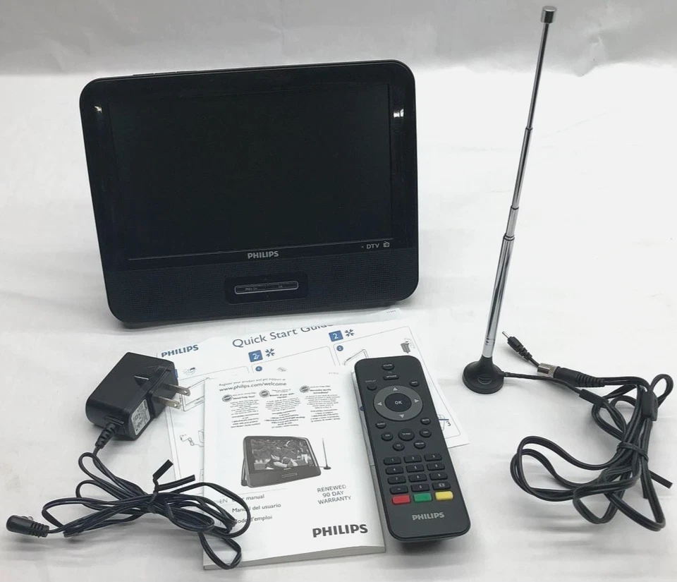 Philips PT902 Portable LCD Digital TV & FM Radio 9in Screen Antenna Remote DTV - Image 1 of 3