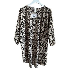 Boutique Lovely J Wildly Free Taupe Leopard Print Kimono Cardigan Nwt Wo… - Picture 1 of 6