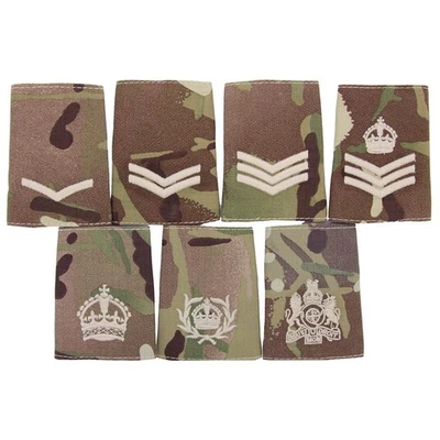 BRITISH ARMY MTP MULTICAM PCS STYLE UNIFORM RANK SLIDES-SOLD IN PAIRS - Image 1 of 4