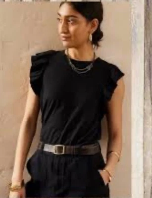 Banana Republic Malibu T Corto Sin Mangas Volantes Negro L Algodón Modal Foto 1 de 4