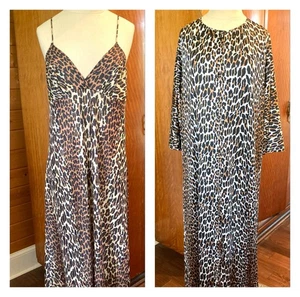 Vintage 1980er 1990er Vanity Fair Leopardenmuster Kleid & Morgenmantel Set USA B 34 - Bild 1 von 6
