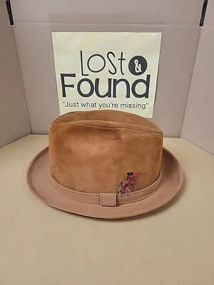 Dobbs Suede Leather Hat Feathers Fifth 5th Avenue Brown Tobacco Fedora 7 1/8 VTG - Image 1 of 4