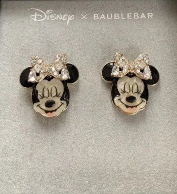 Disney X Baublebar Minnie Mouse Transparente Brillante Cristal Arco Sonriente Aretes Foto 1 de 4