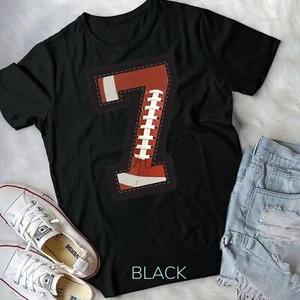 7th Birthday Football Boys - 7 Year Old Gift Kids Girl Tee Unisex T-shirt - Picture 1 of 12