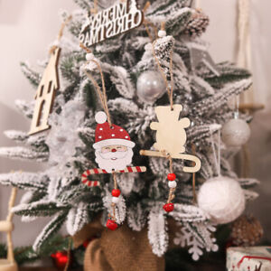 3 Holz-Weihnachts-Lkw-Ornamente + Weihnachtsmann auf Fahrrad + Baum-Hänger