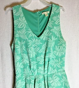 Miami Girls' Dress Green Lined With White Embroidery Palm Leaves Small - Picture 1 of 11