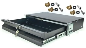 2 HE 19" Rackschublade 27 cm tief Schloss schwarz Schublade abschließbar SFX - Afbeelding 1 van 16
