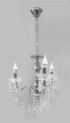 Lampadario classico con 3 bracci con pendenti cristallo lampada antica retro E14 - Immagine 1 di 3