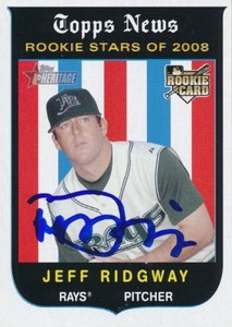 Jeff Ridgway Tampa Rays 2008 Signed Autographed Topps Heritage Card #139 ~ COA