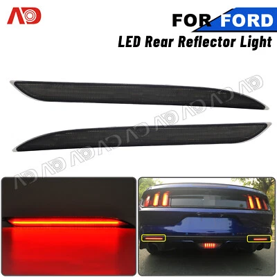 For 2015-17 Ford Mustang Smoked Red Full LED Rear Bumper Reflector Marker Light - Image 1 of 4