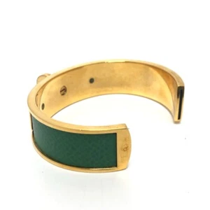 HERMES Kelly Bracelet Bangle Accessories Bangle Metal / Epsom Gold/Green - Picture 1 of 7