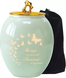 Medium Urns for Human Ashes, 6.7X5.2Inch Ceramic Medium Size Butterfly Decorativ - Picture 1 of 7
