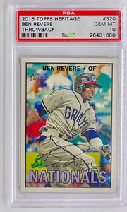 2016 Topps Heritage High BEN REVERE PSA 10 GEM Throwback Variation SSP #520 Pop2 - Picture 1 of 2