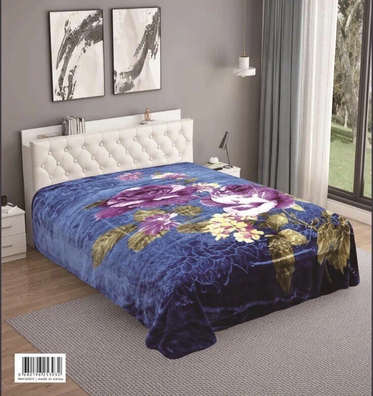 MANTA DE FELPA FLORES VERDE AZULADO ROSA NÚMERO UNO EN RELIEVE SUAVE Y CÁLIDA TAMAÑO KING Foto 1 de 1