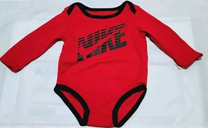 Nike Bodysuits Size 6-9 Months Unisex Long Sleeve Red Black Infant 1 Piece - Picture 1 of 4