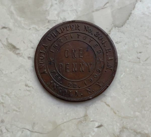 Angola New York NY Chapter No 304 Mason Masonic Penny Token - #2 - Picture 1 of 2