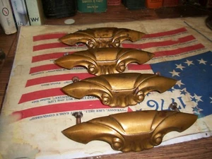 4 MANIJAS DE HERRAJES DE CAJÓN DE COLOR LATÓN ACERO ORNAMENTADO ANTIGUO ART DECO DE COLECCIÓN - Imagen 1 de 7