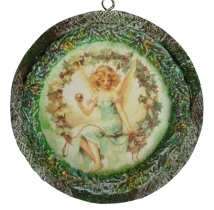 Mixed Media Green Vintage Christmas Angel Garland Wall Hanging Plaque Gift Art - Picture 1 of 5