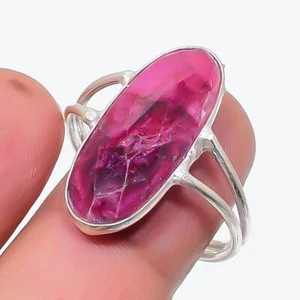 Ruby(Simulated) Gemstone Handmade 925 Sterling Silver Jewelry Ring Size 8 I639 - Picture 1 of 2