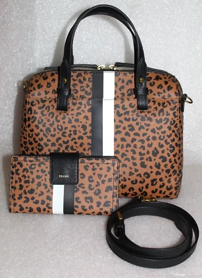 Cartera Fossil Rachel Estampado Guepardo con Cartera y Correa Desmontable Usada en Excelente Condición Foto 1 de 4