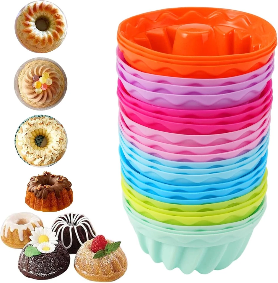 24 Stück Mini Gugelhupfform Silikon, Wiederverwendbare Gugelhupf Backform Klein - Bild 1 von 4