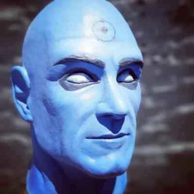 Doctor Manhattan Mask Watchmen Latex Cowl Cosplay Costume Prop Adult Size - Image 1 of 4