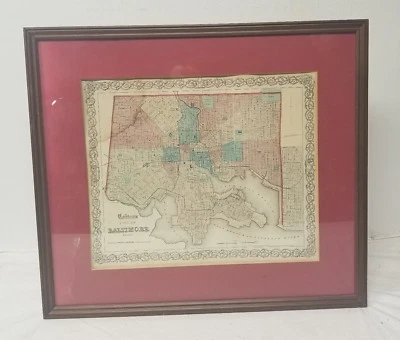 Antiguo mapa vintage del Atlas de Colton de Baltimore Johnson y Browning Maryland Foto 1 de 4