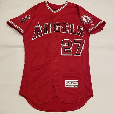 Majestic Authentic Mike Trout Los Angeles Angels MLB Jersey Red Alternate 40 - Image 1 of 4