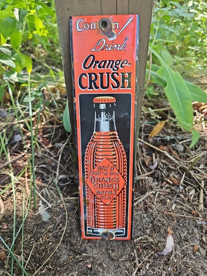 Vintage Orange Crush Sign - Drink Ice Cold Porcelain Come In Gas Pump Soda Sign! - Image 1 of 4