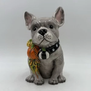 Blue Sky Clayworks Ceramic French Bulldog Fall Halloween Pumpkin Collar Dog - Picture 1 of 12