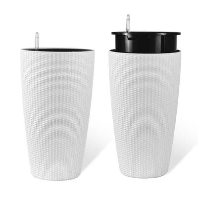 Macetas de ratán con riego automático y monitor de agua, uso en interiores y exteriores Foto 1 de 4