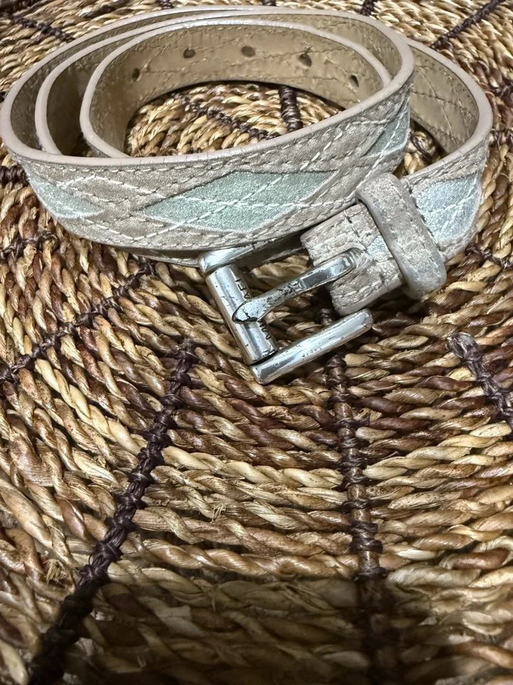 "Cinturón de cuero azul tostado MICHAEL KORS - Hebilla de rodillo plateada TALLA L 43"" diamante" Foto 1 de 4