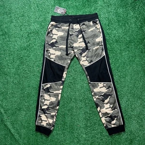 Mens Camo Jogger Sweatpants Drawstring Casual Activewear BlackJack Track Pants - Picture 1 of 8