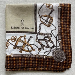 VTG Handkerchief Plain Green Cotton Border Equestrian Bridle Pocket Square 18" - Picture 1 of 5