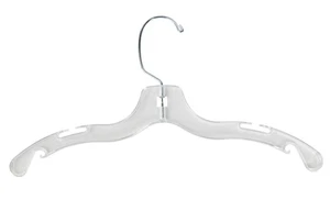 SSWBasics 14 inch Clear Plastic Junior Dress Hangers - Case of 100 - Picture 1 of 2