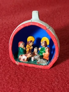 Vintage Volkskunst aus Peru Mini Krippe Keramik Südamerika Weihnachten gerissen - Bild 1 von 6