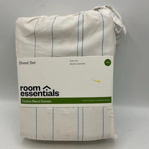 Room Essentials Sheet Set Full Cotton Blend Sateen White - Picture 1 of 5
