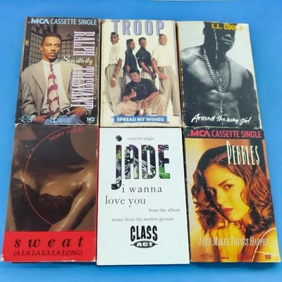 Vtg 1990s R&B Single Cassette Tapes Keith Sweat,LL Cool J,Pebbles With Sleeves - Image 1 of 4