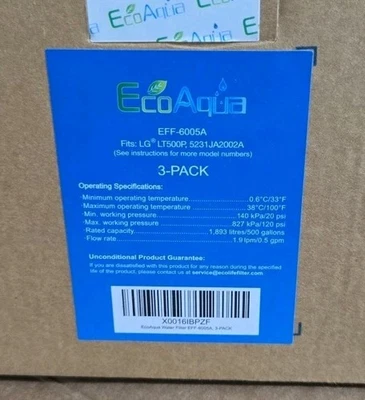 Лот из 2 Eco Aqua LG, Kenmore холодильник водяной фильтр EFF-6005A, запечатанный - Изображение 1 из 4