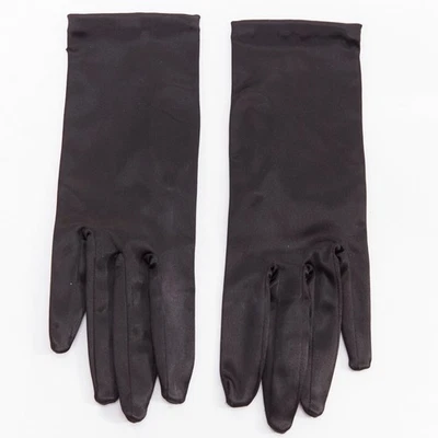 GIORGIO ARMANI black satin classic short evening gloves - Image 1 of 4
